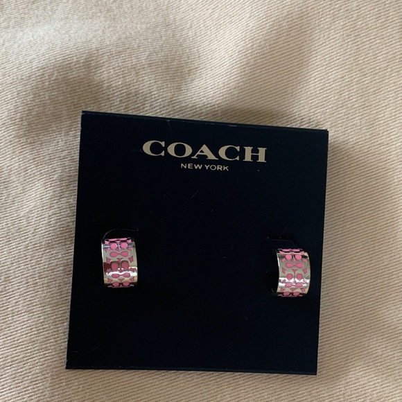 New Coach Pink and gold Hoop Earrings - Picture 1 of 3
